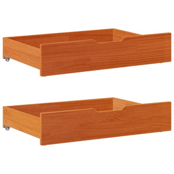 Cajones debajo cama 2 uds madera maciza pino marrón 80x55x17 cm