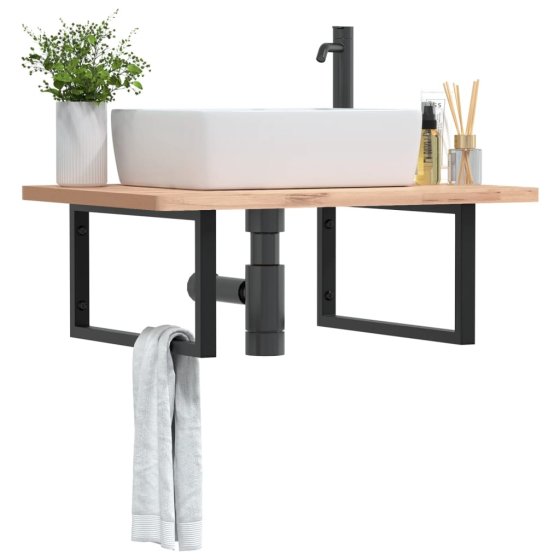 Soportes estante de lavabo 2 uds rectangular acero negro