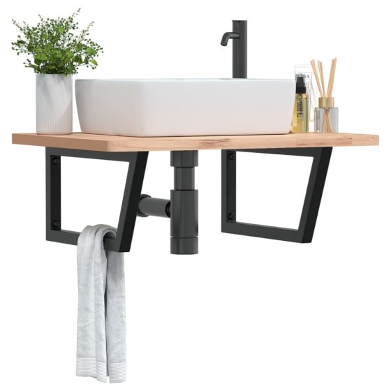 Soportes estante de lavabo 2 unidades trapecio acero negro