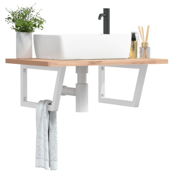 Soportes estante de lavabo 2 unidades trapecio acero blanco