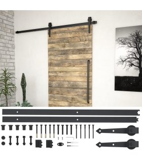 Kit de herrajes para puertas correderas acero negro 183 cm