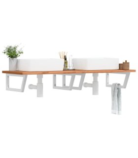 Soportes estante de lavabo 2 unidades trapecio acero blanco