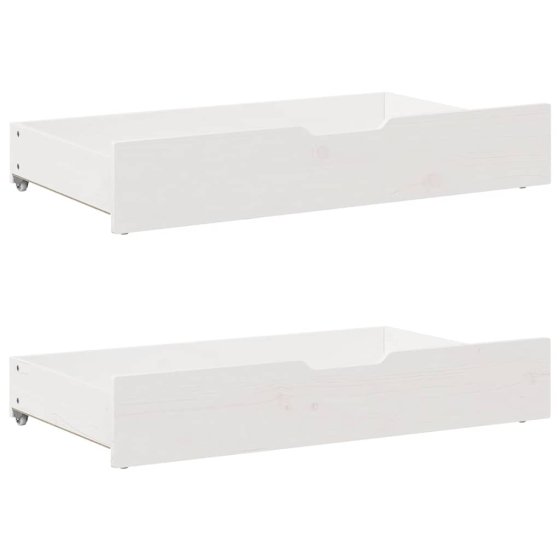Cajones debajo cama con ruedas 2 uds madera maciza pino blanco