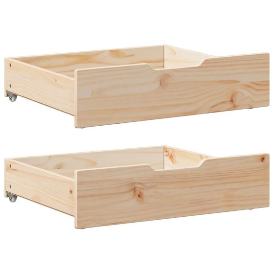 Cajones debajo de cama con ruedas 2 uds madera maciza de pino