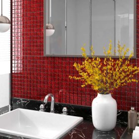 Azulejos de mosaico 11 unidades vidrio rojo 30x30 cm