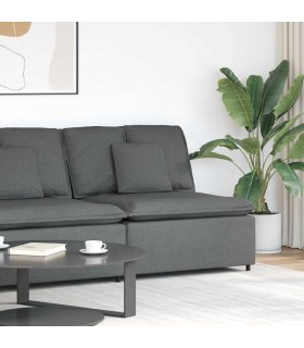 Sofá modular con módulo central y cojines gris oscuro 100 cm
