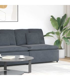 Sofá modular con módulo central y cojines gris oscuro 100 cm