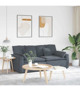 Sofá modular con cojines gris oscuro