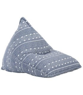 Sillón puf de tela patchwork añil