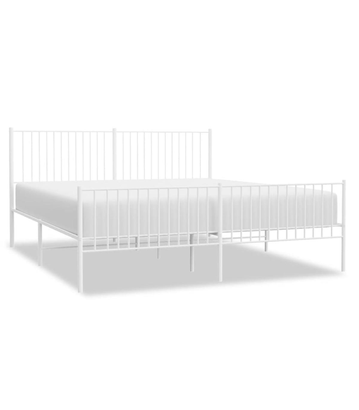 Estructura cama metal con cabecero y estribo blanco 200x200 cm