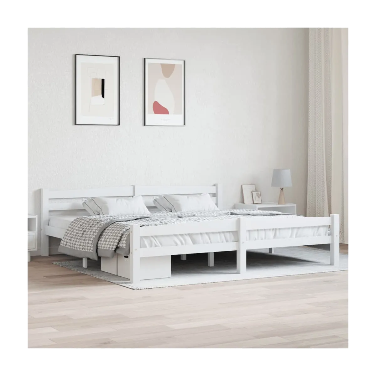 Estructura de cama sin colchón madera maciza de pino 200x200 cm