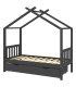 Estructura de cama infantil y cajón madera pino gris 80x160cm