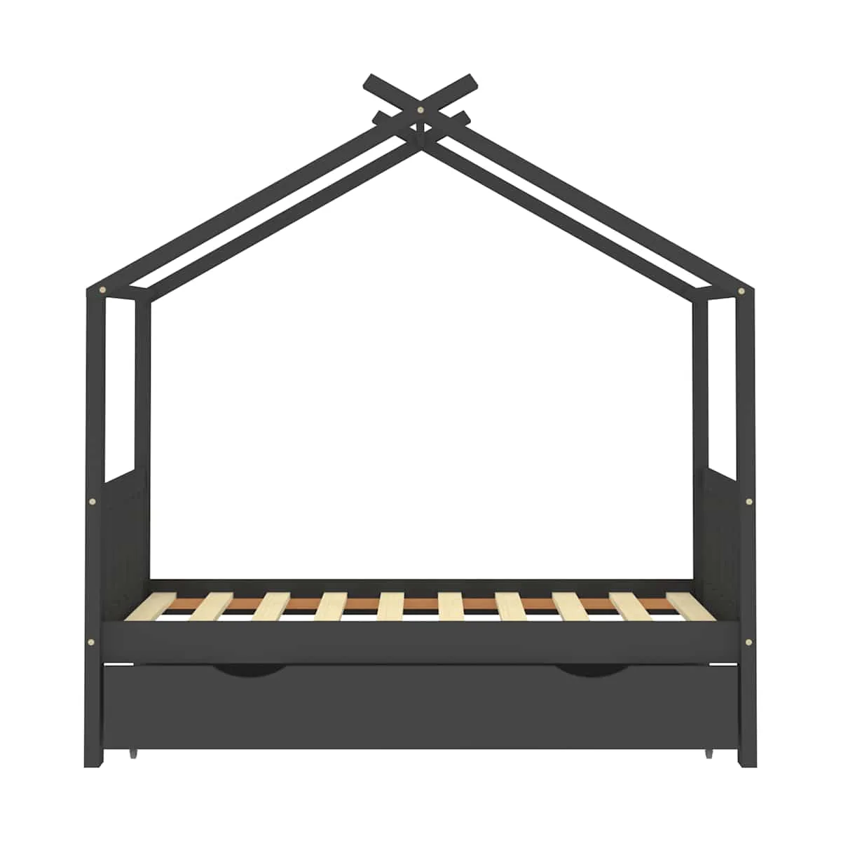 Estructura de cama infantil y cajón madera pino gris 80x160cm