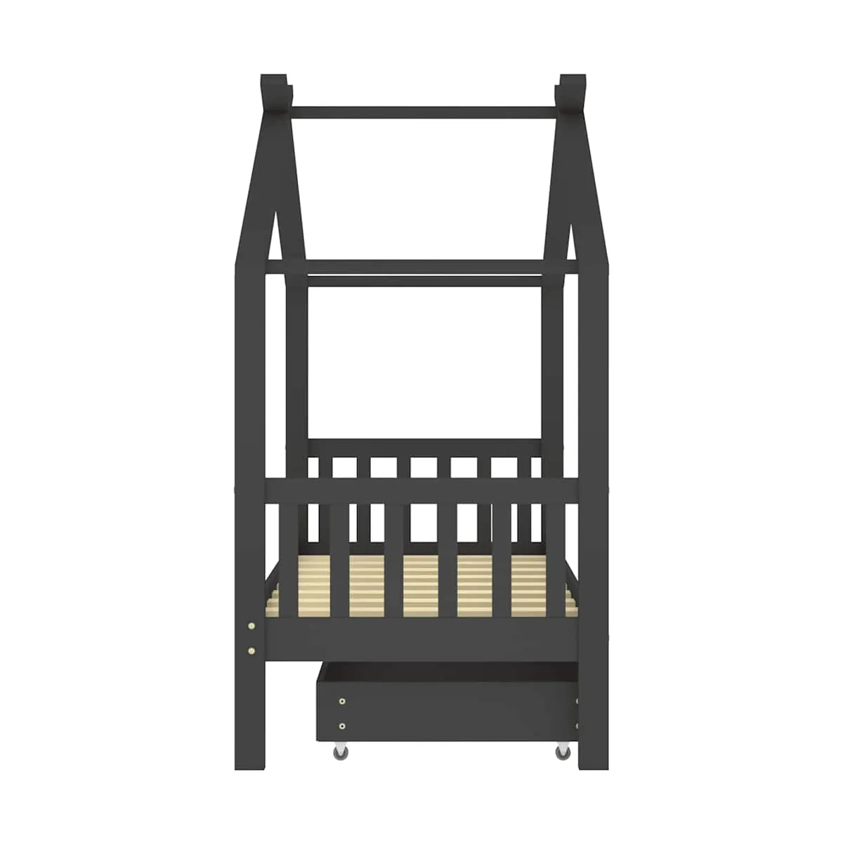 Estructura de cama infantil y cajón madera pino gris 80x160cm