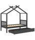Estructura de cama infantil y cajón madera pino gris 80x160cm