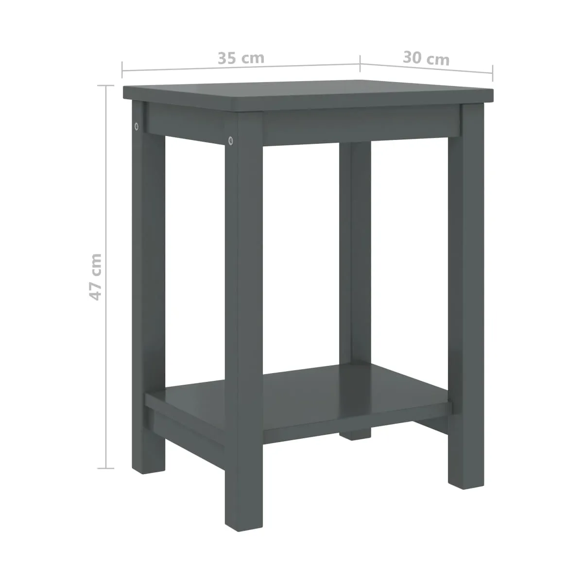 Mesitas de noche madera maciza de pino gris oscuro 35x30x47cm