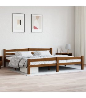 Estructura cama sin colchón madera pino marrón miel 200x200 cm