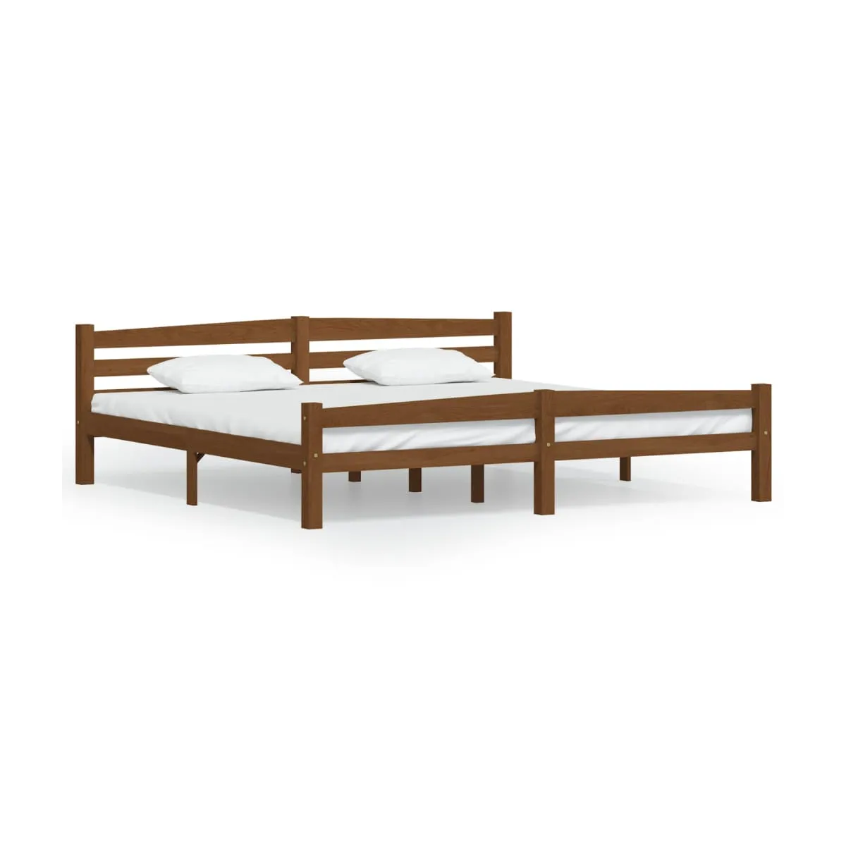 Estructura cama sin colchón madera pino marrón miel 200x200 cm