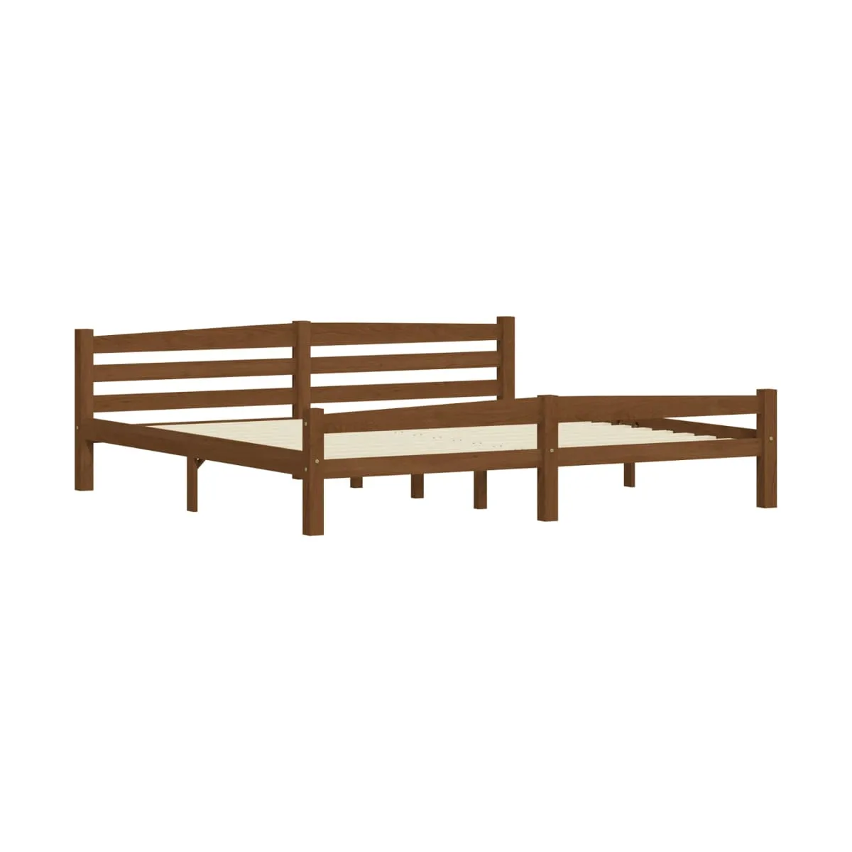 Estructura cama sin colchón madera pino marrón miel 200x200 cm