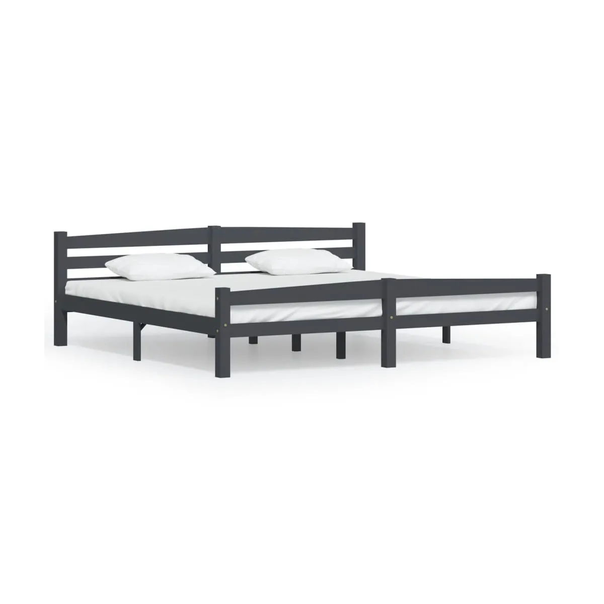 Estructura cama sin colchón madera pino gris oscuro 200x200 cm