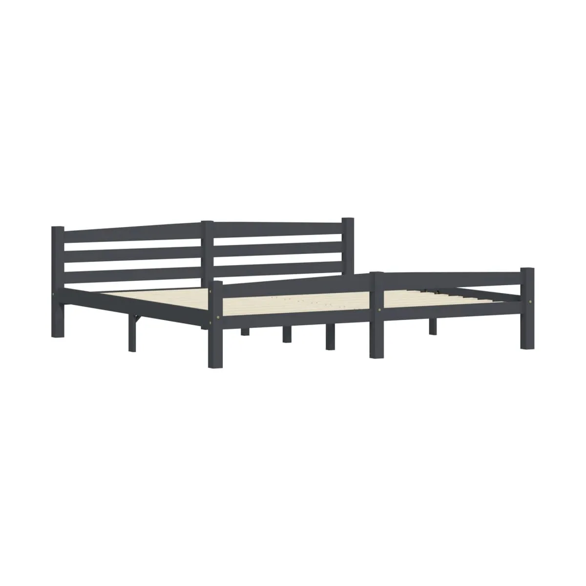 Estructura cama sin colchón madera pino gris oscuro 200x200 cm