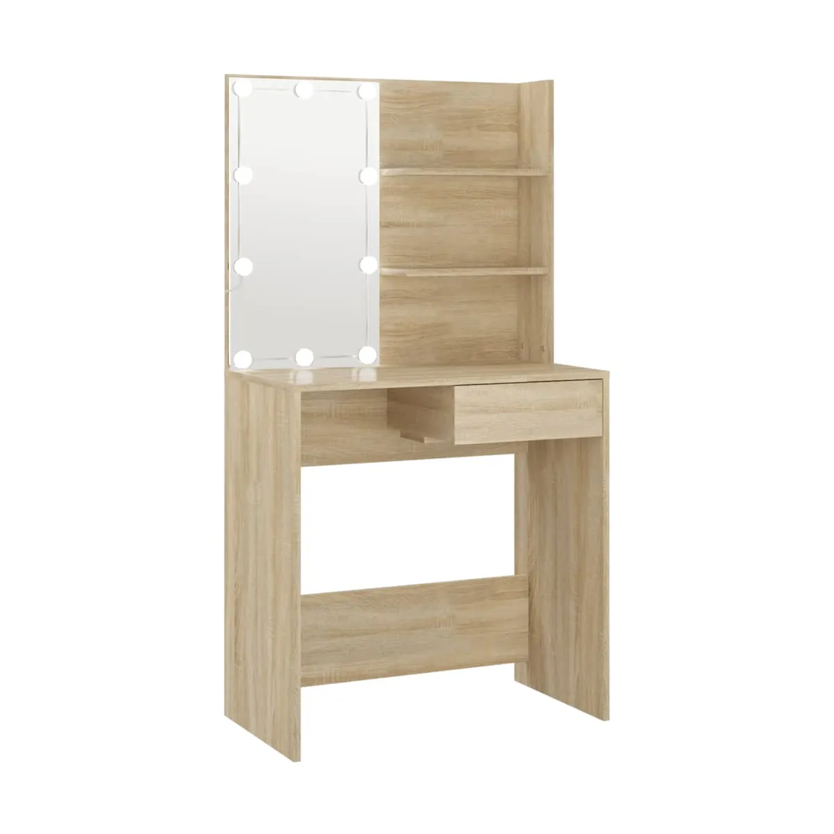 Tocador con LED color roble Sonoma 74,5x40x141 cm