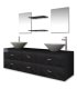 Conjunto de muebles de baño con lavabo y grifo 9 piezas negro