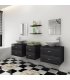 Conjunto de muebles de baño con lavabo y grifo 9 piezas negro