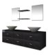 Conjunto de muebles de baño con lavabo y grifo 9 piezas negro