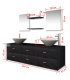 Conjunto de muebles de baño con lavabo y grifo 9 piezas negro