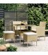 Juego de comedor para jardín de 5 piezas ratán sintético beige