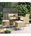 Juego de comedor para jardín de 5 piezas ratán sintético beige