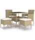 Juego de comedor para jardín de 5 piezas ratán sintético beige