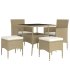 Juego de comedor para jardín de 5 piezas ratán sintético beige