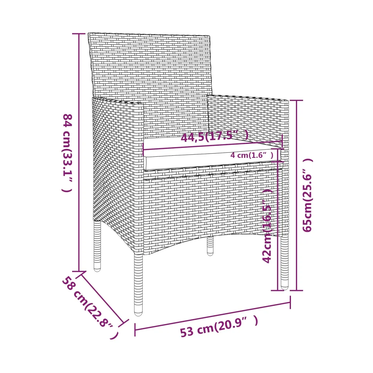 Juego de comedor para jardín de 5 piezas ratán sintético beige