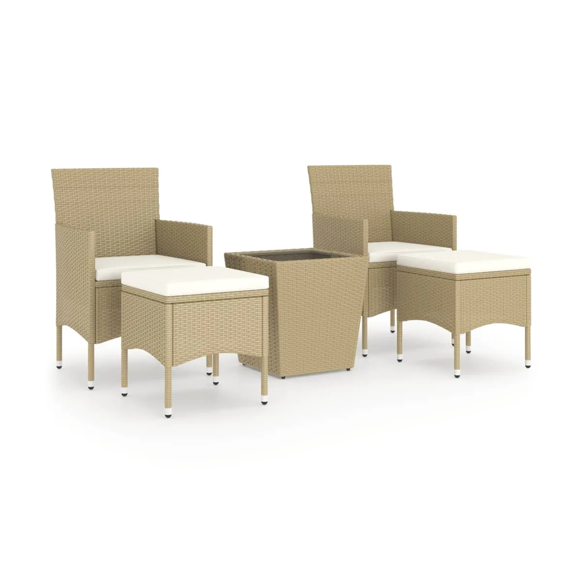 Set comedor jardín 5 pzas ratán sintético beige