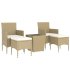 Set comedor jardín 5 pzas ratán sintético beige