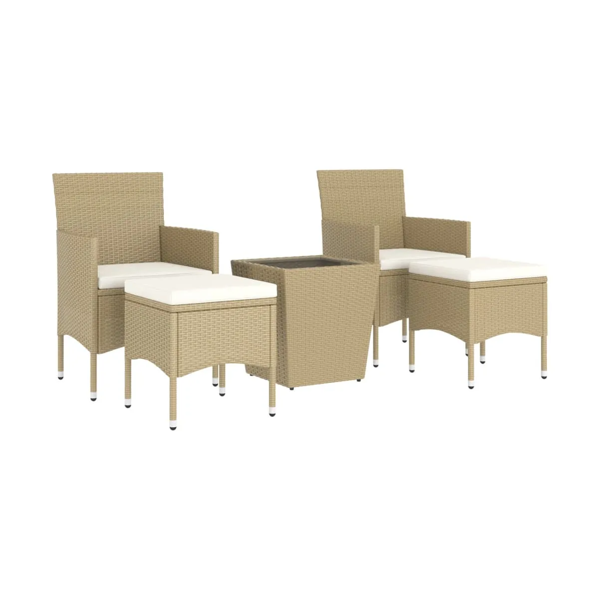 Set comedor jardín 5 pzas ratán sintético beige