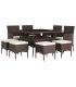 Juego de comedor jardín 9 piezas ratán marrón