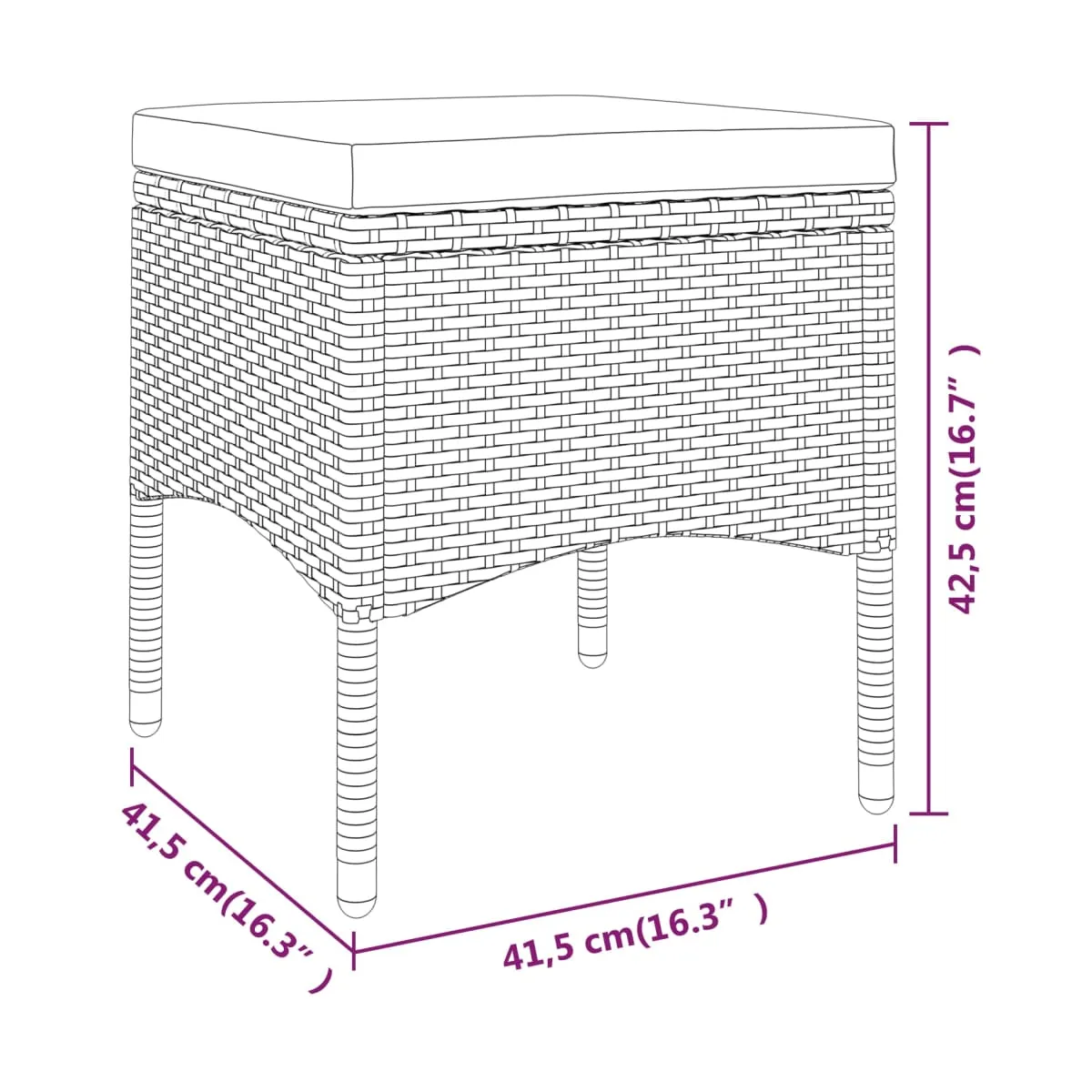 Juego de comedor jardín 9 piezas ratán marrón