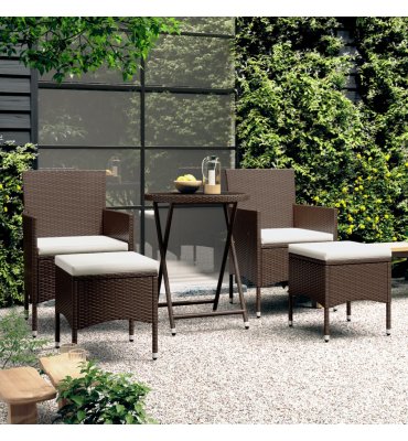 Set de bistró jardín 5 pzas marrón, elegante y cómodo