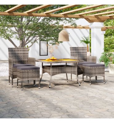 Set de comedor jardín 5 pzas, ratán sintético, gris