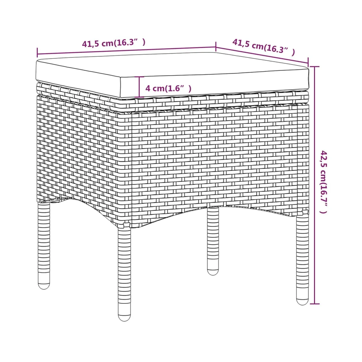Set de comedor jardín 5 pzas, ratán sintético, gris
