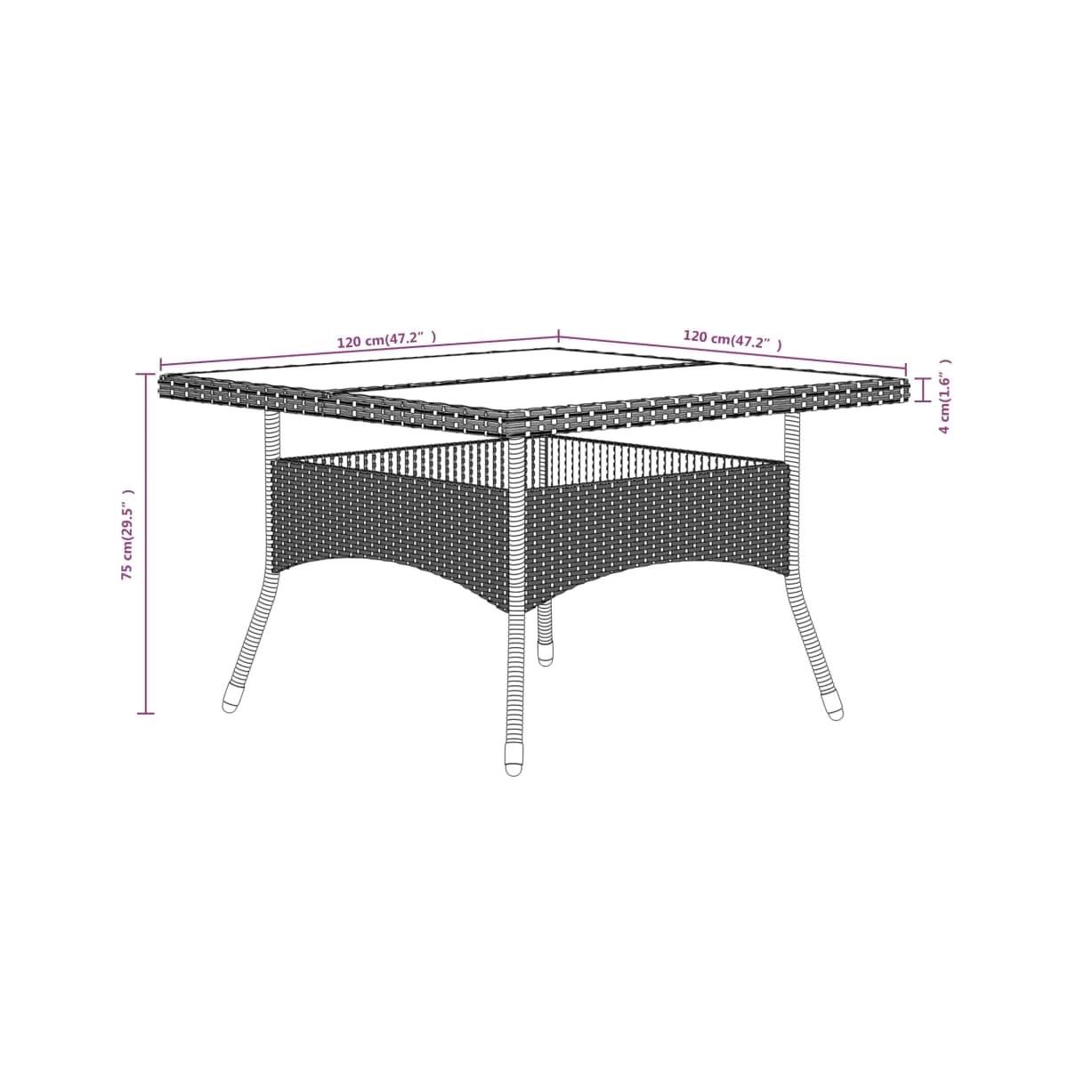 Set de comedor jardín 5 pzas, ratán sintético, gris