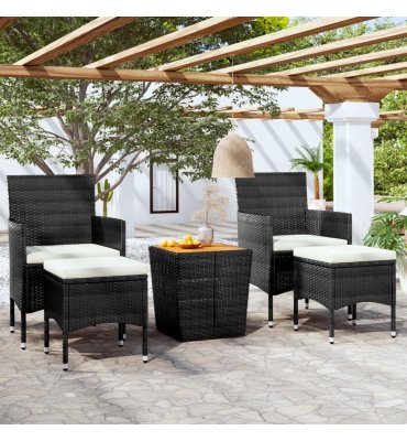 Mesa y sillas jardín 5 pzas ratán sintético - Marca