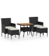 Set comedor jardín ratán sintético y madera acacia negro