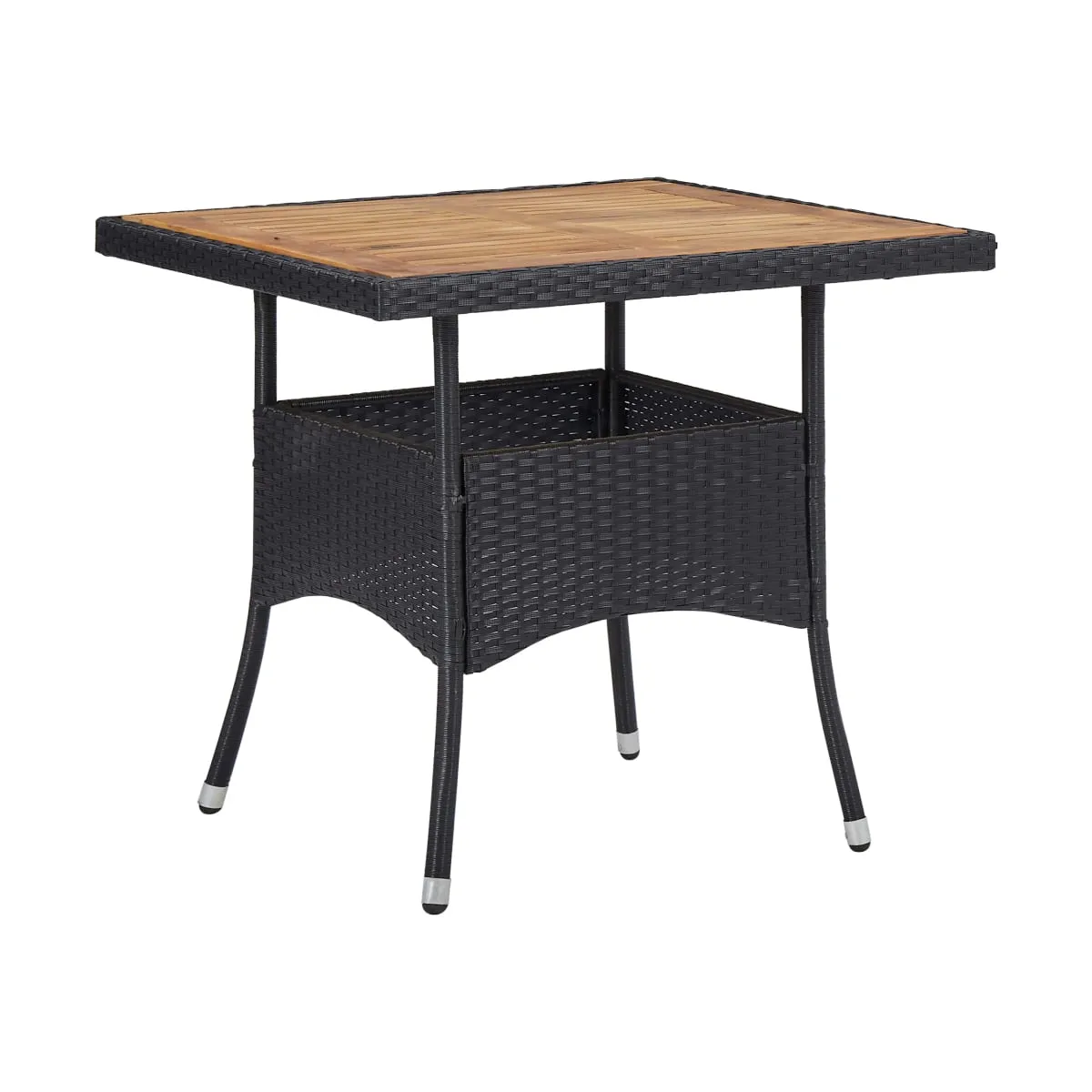 Set comedor jardín ratán sintético y madera acacia negro