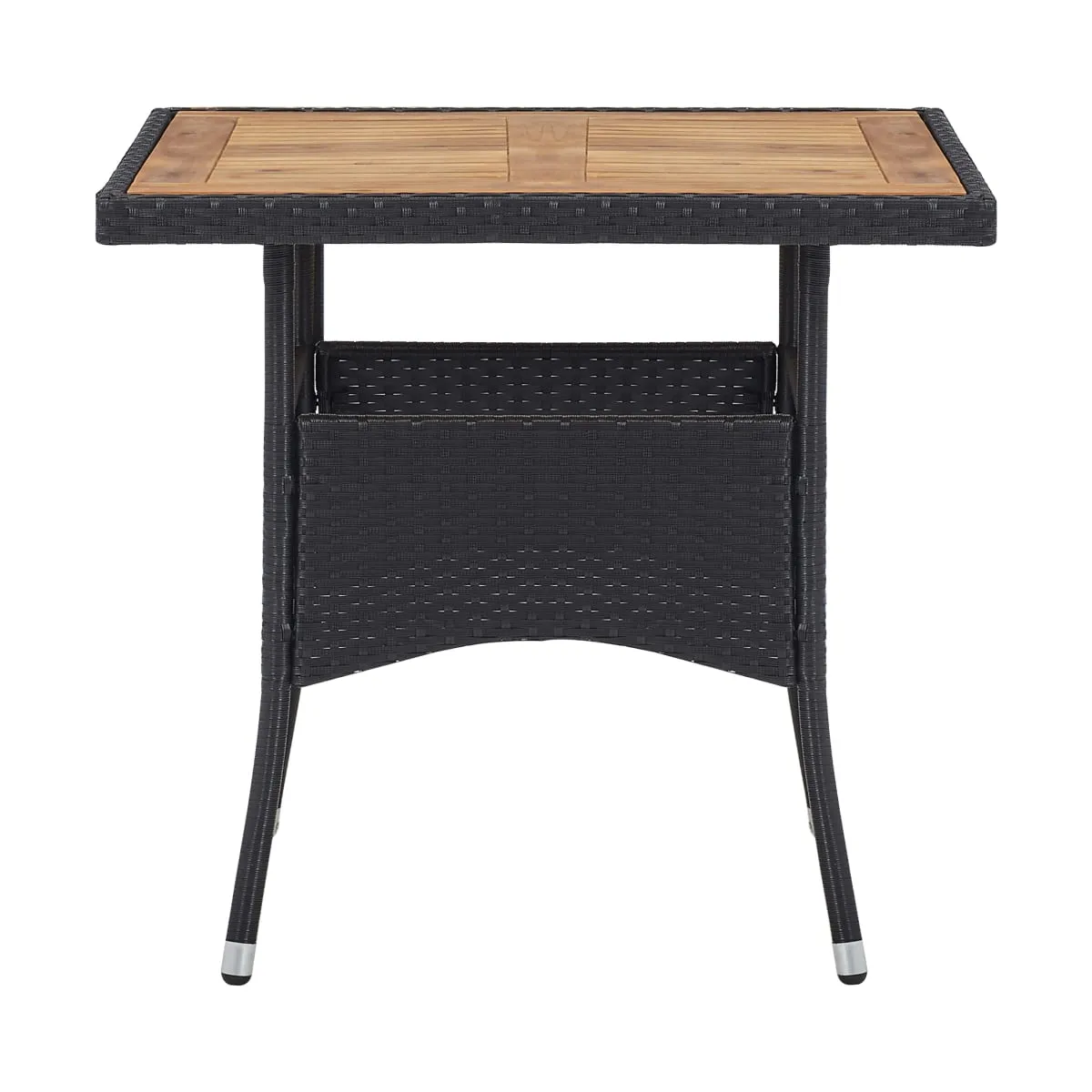 Set comedor jardín ratán sintético y madera acacia negro