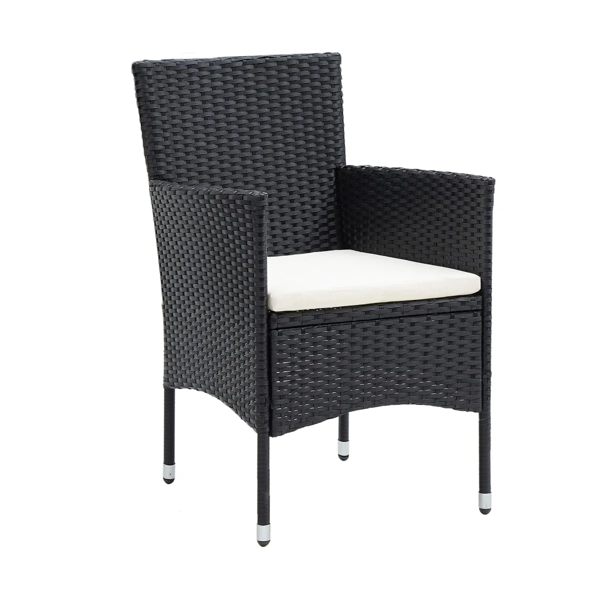 Set comedor jardín ratán sintético y madera acacia negro