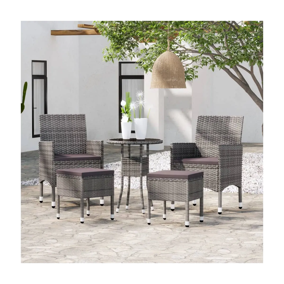 Juego de muebles de jardín 5 piezas ratán sintético